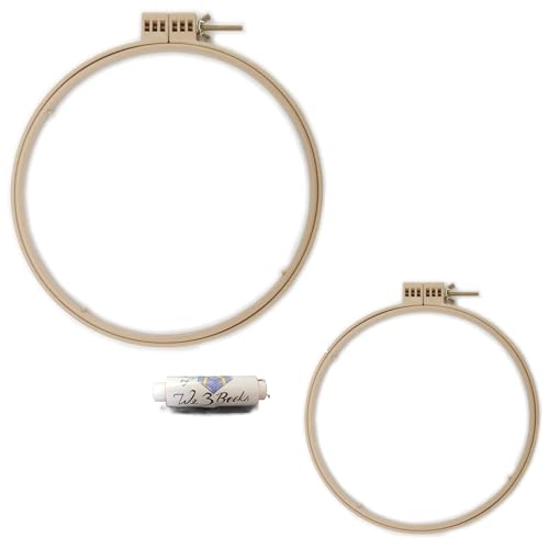 Morgan Quality Products No-Slip Embroidery Hoops Bundle, Interlocking Tongue and Groove Design (7" and 5") - size: 7" and 5"