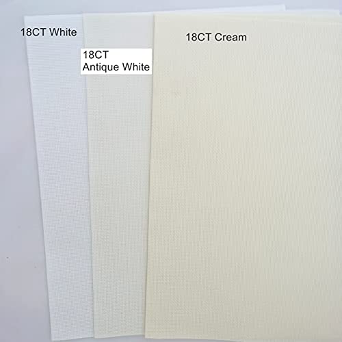 KCS 3 pc of 15" x 18" Counted Cross Stitch Cotton Aida Cloth Needlework Rolled Fabric Box,18CT,Antique White - color: Antique White, size: 18CT