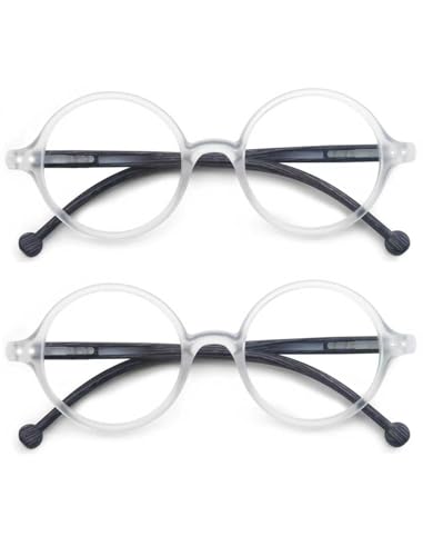 Round Reading Glasses for Women Men Blue Light Blocking Circular Readers Unisex Ultra Lightweight Circle Eyeglasses - color: 2 Pairs of Clear Reading Glasses