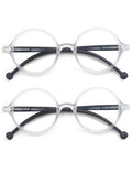 Round Reading Glasses for Women Men Blue Light Blocking Circular Readers Unisex Ultra Lightweight Circle Eyeglasses - color: 2 Pairs of Clear Reading Glasses