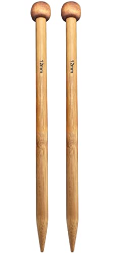 Weabetfu Large Size Bamboo Knitting Needle Straight Single Pointed Thick Knit Needles 10-inch Length Jumbo Knitting Needles for Huge Chunky Yarn Handmade DIY Knitting,US Size 17(12mm) - size: 12mm(O)