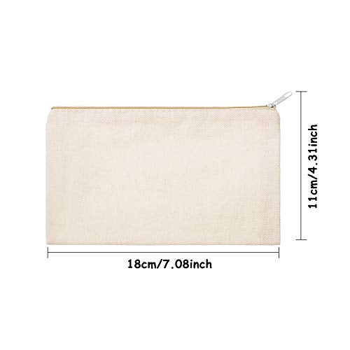 Gejoy 10 Pack Blank Canvas Cosmetic Bags Zipper Pouch DIY,S,Beige - color: Beige, size: Small