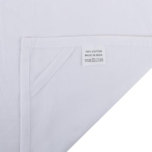 DG Collections 100% Cotton Flour Sack Towels – 12 Pack, 18x28 Inches, White, Lint-Free, Pre-Washed, Hemmed Edges – Reusable Kitchen Towels for Cleaning, Embroidery, Printing & Crafts - White - color: White, size: Set of 12 (18x28 Inches)