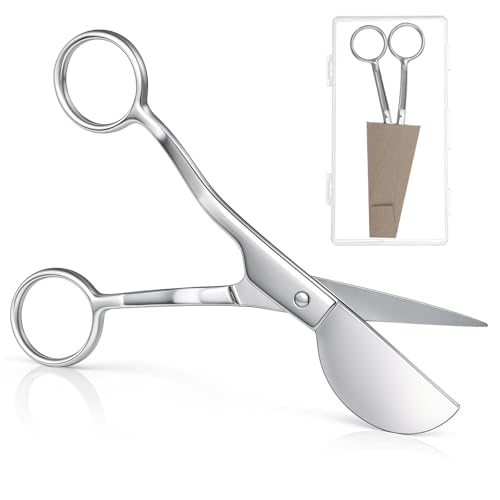 6" Duckbill Applique Scissors, Double Bent Curved Offset Handle Scissor Stainless Steel Silver Duckbill Shears Embroidery Applique Scissors for Embroidery Fabric Cutting Thread Knitting Sewing Crafts