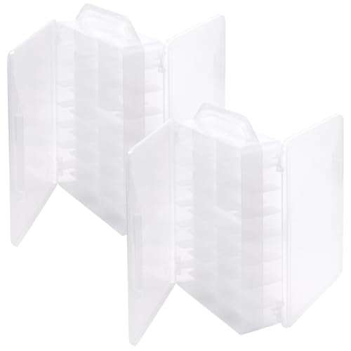 2 PCS 46 Grids Sewing Organizer, Double Sided Thread Box Storage,Small Clear Compartment Plastic Organizer Box for Embroidery Floss Sewing Threads Needles Beads Small Crafts
