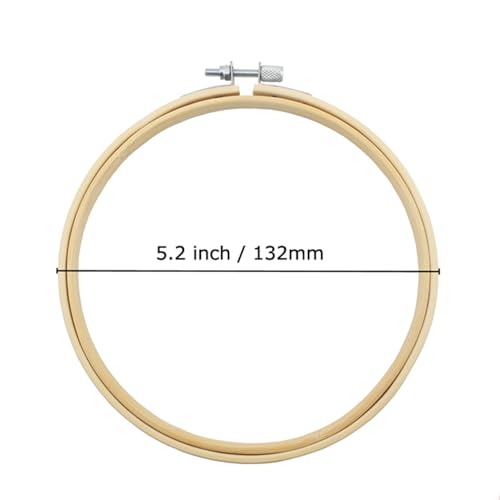 Lamvbls 5 Inch Embroidery Hoop, Adjustable Bamboo Circle Cross Stitch Hoop Ring, Wooden Embroidery Frame for Art Craft Sewing - size: 5 inch