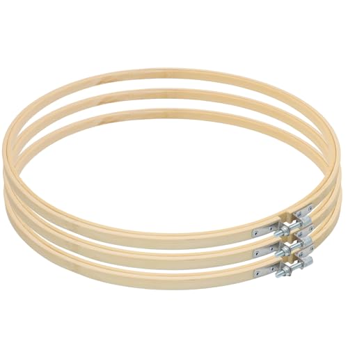 Biaungdo 3 Pcs Bamboo Embroidery Hoops 12 Inch, Wooden Cross Stitch Ring - size: 12 Inch
