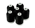 Simthread 6 Black 1000M(1100Y) Polyester Machine Embroidery Threads for Brother Babylock Janome Singer Pfaff Husqvarna Bernina Embroidery and Sewing Machines - color: Black