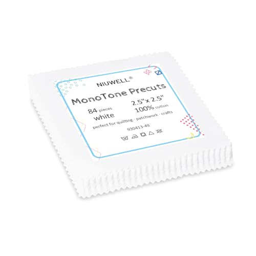 Pre-Cut Cotton Fabric Squares (84 pcs 2.5'' White) - color: 84 Pcs 2.5'' White