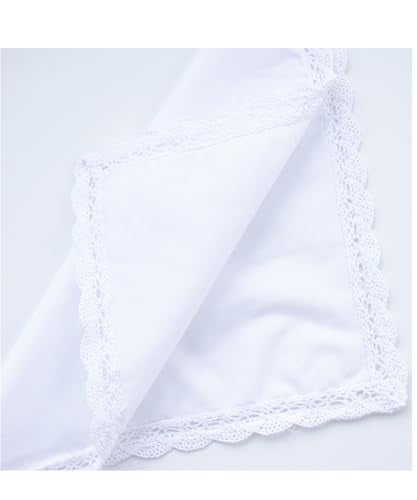 6 Pack of Ladies Embroidery Cotton Handkerchiefs Lace Wedding Hankies - color: C