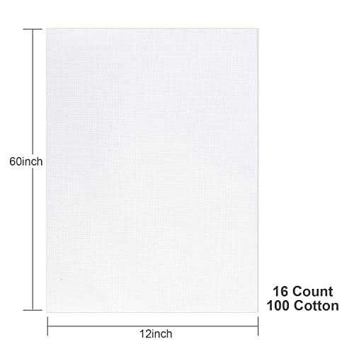 Aida Cloth 16 Count Cross Stitch Fabric,12 by 60inch(16CT,White) - color: White, size: 16CT