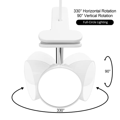 deeloop Clip On Light, 400LM Reading Lamp, Flexible Clamp Light, White - color: White