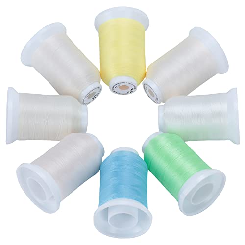 New brothread 8 Spools UV Color Changing Embroidery Machine Thread Kit