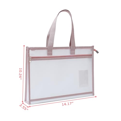 A4 Sewing Project Bags, Mesh Zipper Pouch Bag for Quilting (Pink) - color: Pink, size: A4