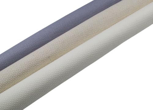 KCS 3 pc of 15" x 18"(38cmx45cm) 14 Count Cross Stitch Cotton Aida Cloth Needlework Rolled Fabric Box,14CT,Antique White+Oatmeal+Light Steel Grey - color: Antique White+oatmeal+light Steel Grey, size: 14CT