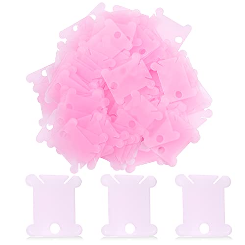 LOKUNN Embroidery Floss Bobbins 100 PCS Plastic Embroidery Floss Organizer - color: Pink*100