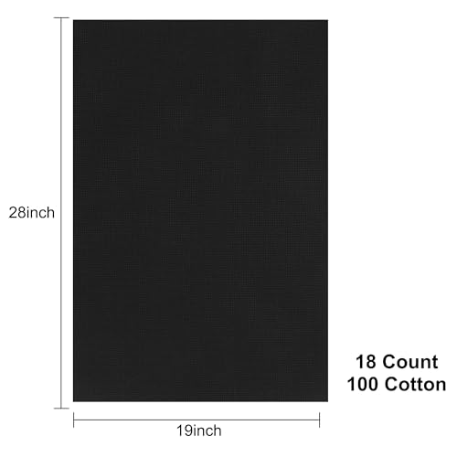 Aida Cloth 18 Count Cross Stitch Fabric,19×28inch (18CT, Black) - color: Black, size: 18CT