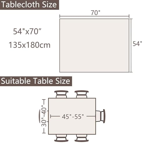 SIELUNO Rectangle Table Cloth Cotton Linen Waterproof Embroidery Tablecloth Rustic Farmhouse Style for Indoor Outdoor Dinning Tabletop Decoration-Plaids Grey-54"x70" - color: Plaids Grey, size: 54" x 70" (Rectangular)