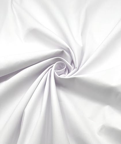 EOVEA - Cotton Polyester Fabric by The Yard – 60" Wide Broadcloth Fabric, Soft, Lightweight & Breathable Material for Lining, Curtains, Bedding, Skirts, Sewing Projects (White, 1 Yard) - color: White, size: 1 Yard