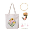 Vigdit Canvas Tote Bag Embroidery Kit for Beginners, Needlepoint Cross Stitch Kit for Adult Beginner, DIY Reusable Grocery Bags Embroidery Starter Kit with Stamped Floral Tools & Instructions - color: Flower2