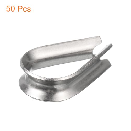 uxcell 50Pcs M4 Stainless Steel Thimble for 5/32" Dia Wire Rope, Wire Rope Cable Thimbles Rigging for Marine, Sunshade Sail, Fence - size: M4