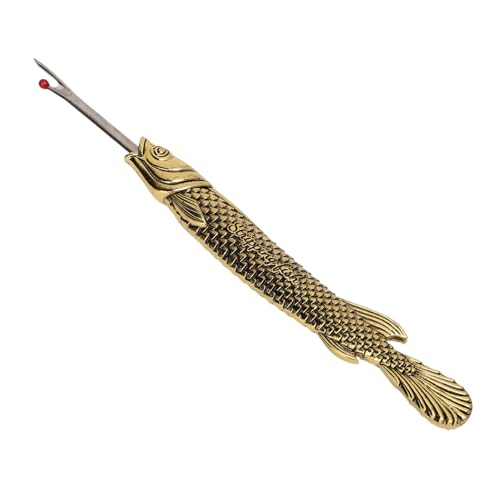 Keenso Multifunctional Sewing Seam Ripper Retro Zinc Alloy and Steel Scissor Tool for Fabric Cutting and Tag Removal, for Needlework Enthusiasts (Gold) - color: Gold