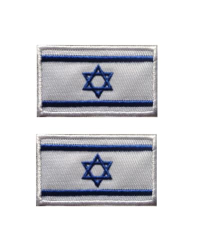 Uijokdef 2 PCS Asia Flag Patches Hook and Loop Fastener Embroidered Tactical Military National Asia Patch (Israel) - color: Israel