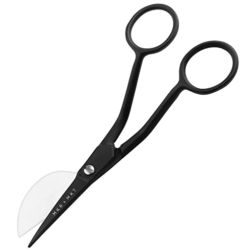 Duckbill Scissors for Applique & Embroidery - Double Curved, 6", Black - color: Black