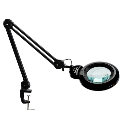Bifocal Magnifying Lamp with Clamp, 5D with 20D, Black - color: Black