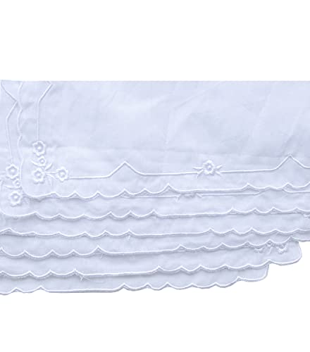 6 Pack of Ladies Embroidery Cotton Handkerchiefs Lace Wedding Hankies - color: E2 New