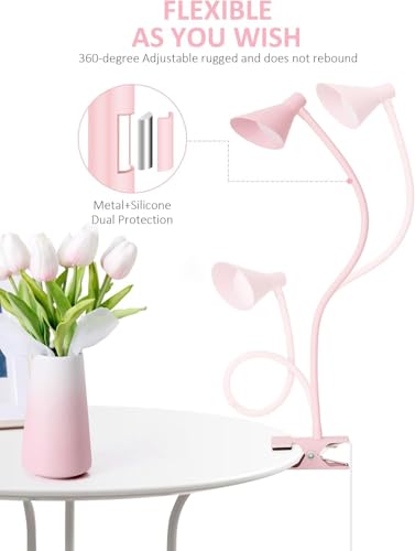 Clip on Light, Eye Care Reading Lights for Books in Bed Clip on Lamp Pink - color: Pink
