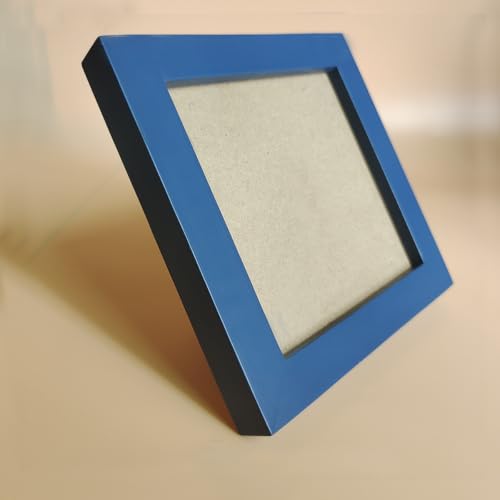 7x7 Picture Frames Blue Square. Solid Wood.Plastic Panel.The Protective Film Must be Removed. - color: Blue, size: 7x7