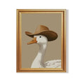 Wojuin Funny White Goose in Cowboy Hat Framed Canvas Wall Art 8x10 inches - color: Goose, size: 10"L x 8"W