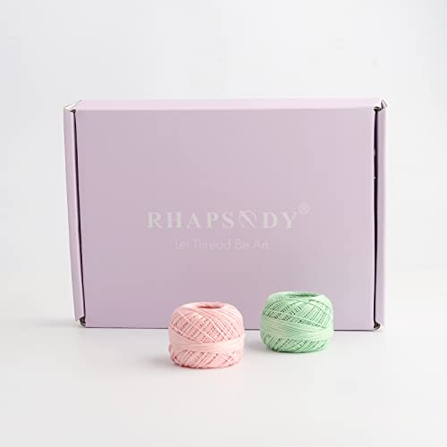 Rhapsody Pearl Cotton Thread Size 8 Crochet Thread Perle 12 Balls Set Hand Knitting, Embroidery, Sashiko, Cross-Stitch, Sewing, Needlepoint, DIY, Quilting (Aquamarine, Col. 611) - color: Aquamarine, Col. 611