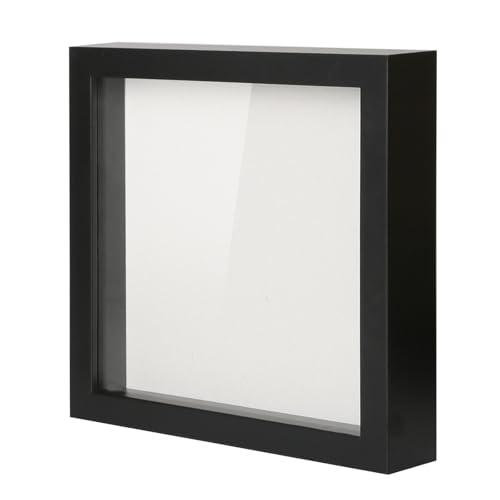 Muzilife 8x8 Small Shadow Box Wood Picture Frame, Tempered Glass, Black - color: Black, size: 8x8