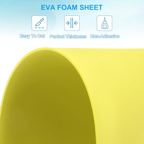 PATIKIL EVA Foam Sheet 10Pcs 12x8 Inch 2mm Thick Yellow - color: Yellow
