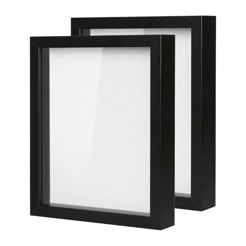 Muzilife 8x10 Small Shadow Box Wood Picture Frame, HD Glass, 2PCS, Black - color: Black, size: 2pcs 8X10