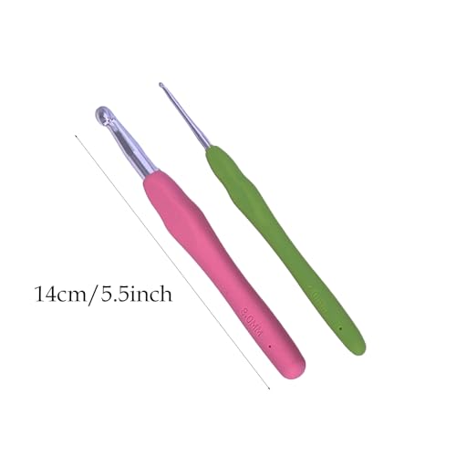 12PCS Aluminum Crochet Hooks Knitting Needles Craft Yarn,with Ergonomic Non-Slip Handles - color: 12 Colors