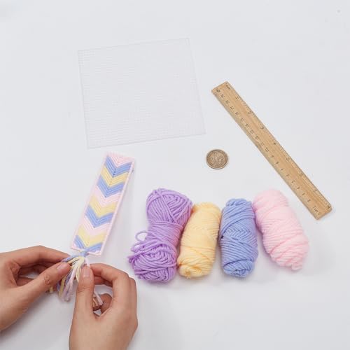 FREEBLOSS 8 Set DIY Plastic Canvas Bookmarks Cross Stitch Sheets for Crafts Bookmark Making Kit for Women Friends Gift