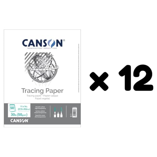 Canson Tracing Paper, 11" x 14", 50 Sheets/Pad, 12 Pads - size: 11" x 14" (12-Pack)