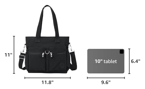 Tote Bag for Women Nylon Purse and Handbags Tote Purse Crossbody Bag Messenger Bag - color: Black