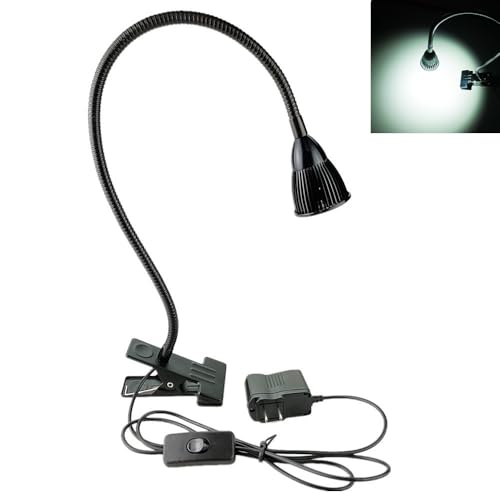 QUANS 5W COB Clip-on Adjustable Gooseneck Cool White LED Desk Reading Light - color: Cool White