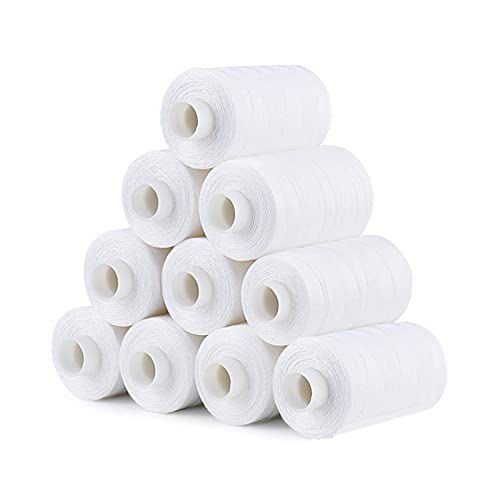 Simthread All Purpose Sewing Thread, 10 Spool White Series 1000 Yards Each Bobbin Polyester Thread for Sewing, Handy Polyester Sewing Threads for Sewing Machine - (White Series) - color: white series