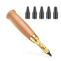 TLKKUE Adjustable Leather Hole Punch Automatic Screw Hole Punch Tool - color: Wood Color