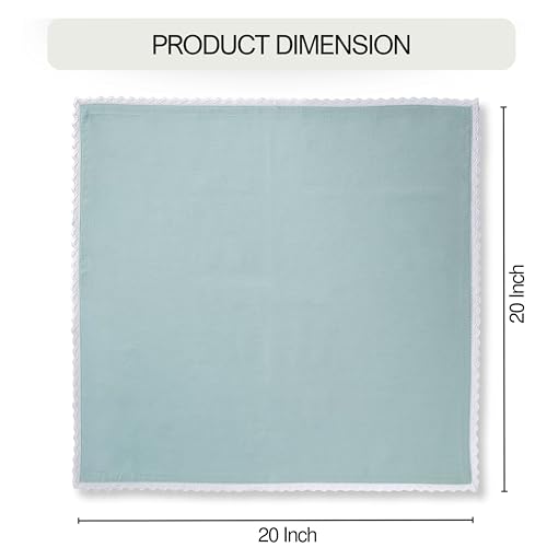 FINGERCRAFT Lace Cloth Napkins, Cotton Linen, 12 Pack, 20x20 Inch, Aqua - color: Aqua, size: 20" x 20" (Set of 12)