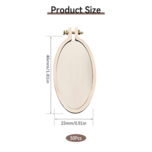 50Pcs Vertical Ovals Mini Embroidery Hoops,0.91 x 1.81 Inch Wood Frame Sewing Ornament Frame Tiny Crossing Stitch Hoop Ring for DIY Embroidery Necklace Pendant Keychain(50Pcs 0.91 x 1.81 Inch) - size: 50Pcs Vertical Oval 0.91 x 1.81 inch