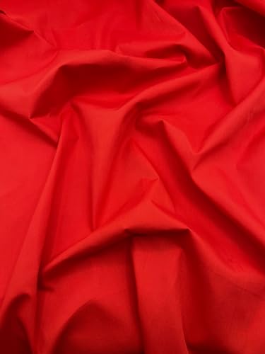 EOVEA - Cotton Polyester Fabric by The Yard – 60" Wide Broadcloth Fabric, Soft, Lightweight & Breathable Material for Lining, Curtains, Bedding, Skirts, Sewing Projects (Red, 1 Yard) - color: Red, size: 1 Yard