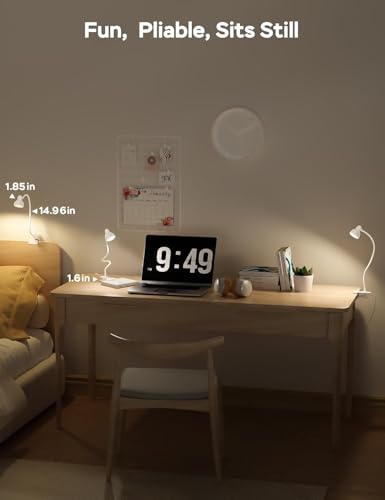 Clip on Lamp USB Reading Light, 3 Color Modes, White - color: White