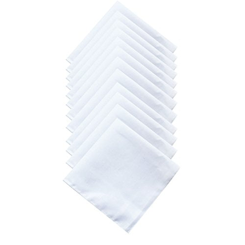 Solid White Cotton Hankderchiefs for DIY Drawn Embroidery Party 28 Square - color: Pack of 12