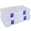Qualsen Bead Organizer Box with Adjustable Dividers, 18 Girds, 2 Pack - size: 18 Gird-2pcs